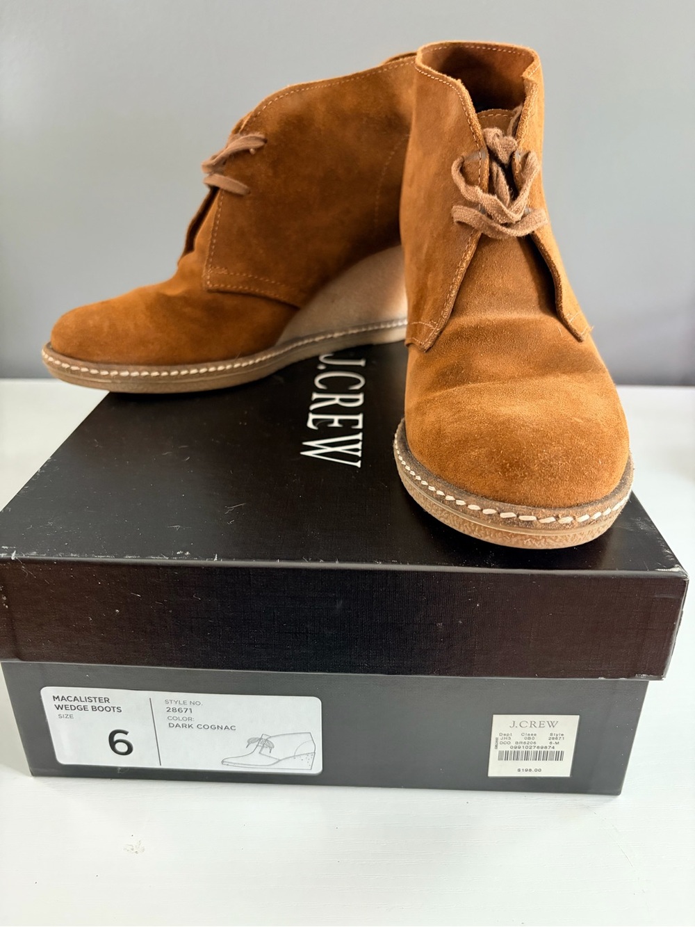 J. Crew Women's Dark Cognac Suede Wedge Boots